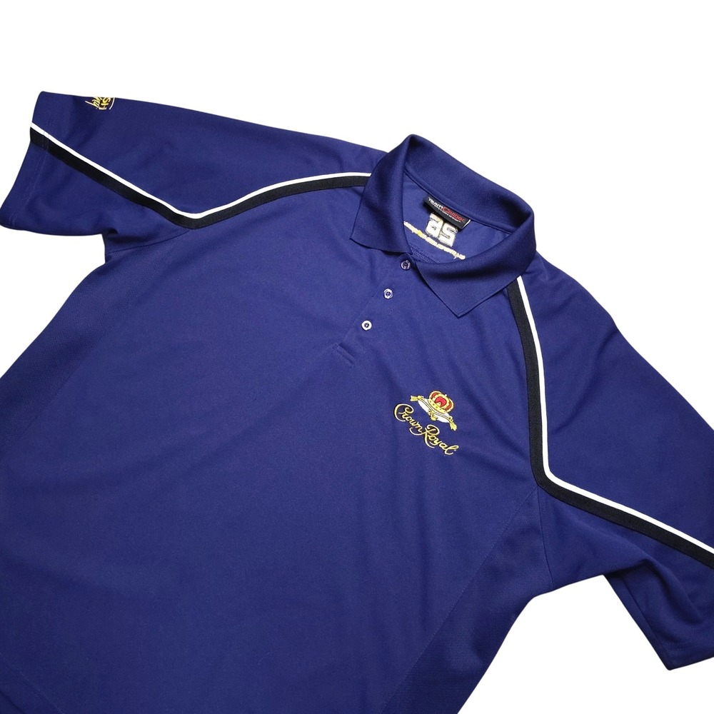 Roush Racing Crown Royal Polo Shirt Mens Large Purple Short Sleeve Team Caliber